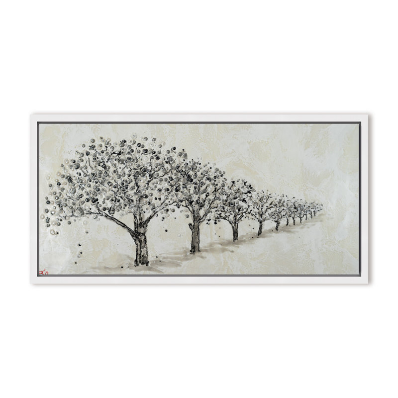 Nature Inspired "Echoes of the Forest" Canvas Wall Art By Karen Biery, 12" H x 24" W, Framed Matted Print, Beige