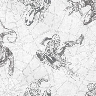 Spider-man Webs Charcoal Peel and Stick Wallpaper