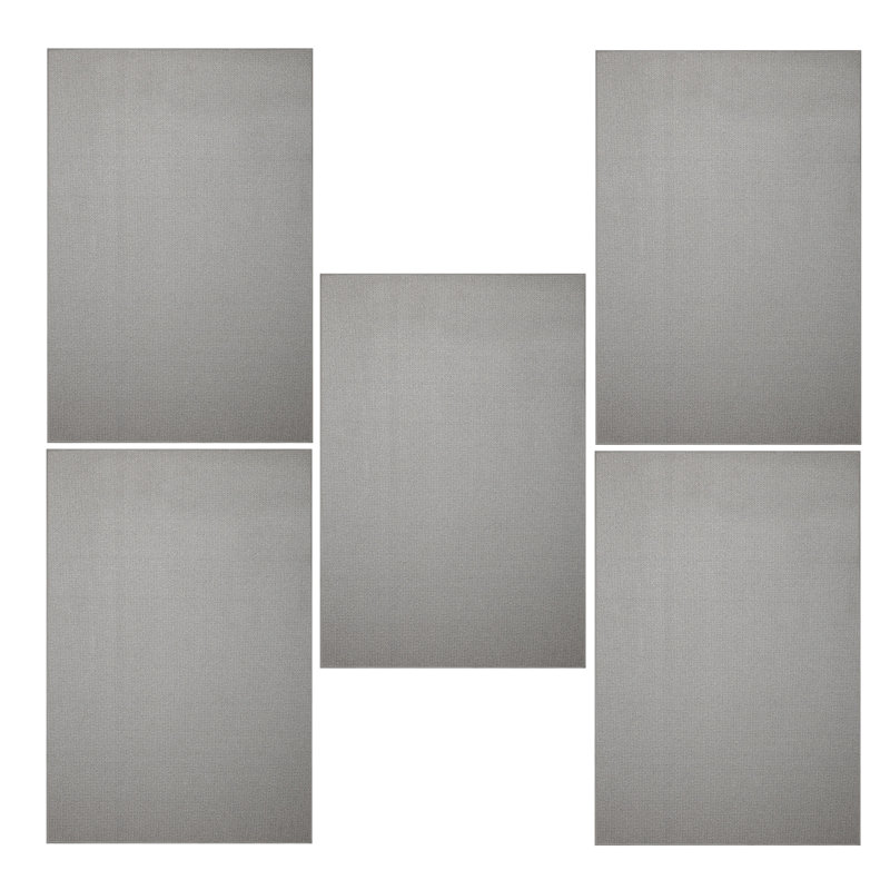 Solid Color Machine Made Tufted Polyester Area Rug in Gray Set, Half Circle 1'6" x 3'