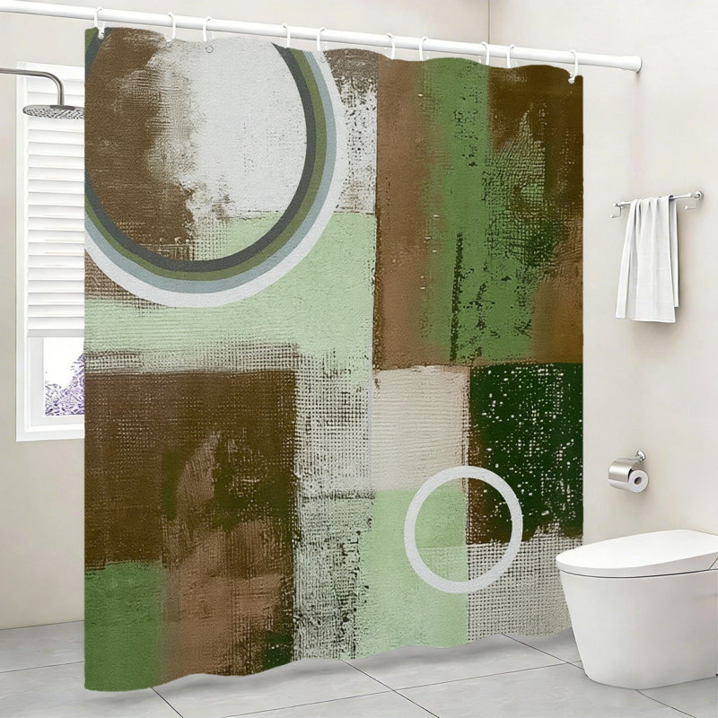 Rideau de douche à motif géométrique vert abstrait 72 x 72 po