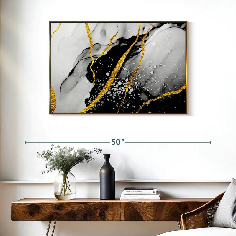 Feuille d'or Catriona, Cadre flottant doré, 37 po x 25 po