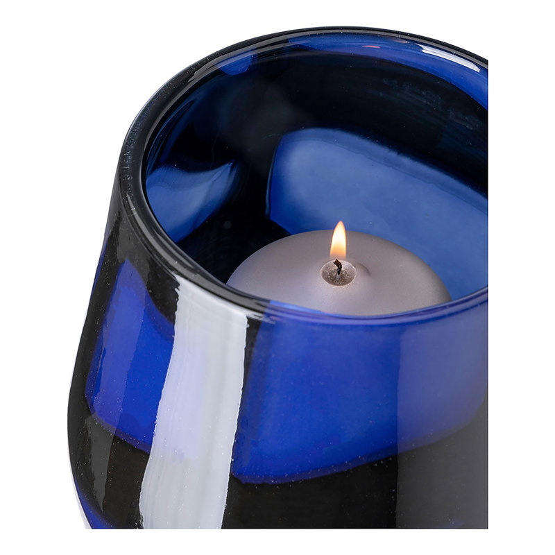 Vase en verre bleu Marly, H 6,69 po x l 7,48 po x P 7,48 po