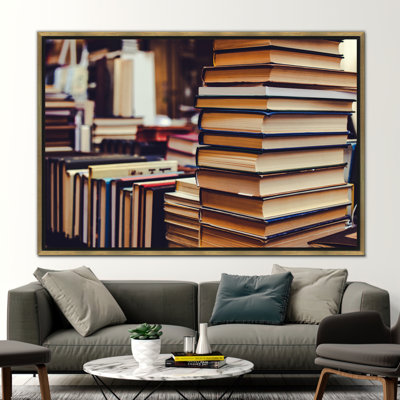 Abstract Bookshelf Canvas Art - Ideal Wall Decor for Reading Room or Library Gift for Book Lovers