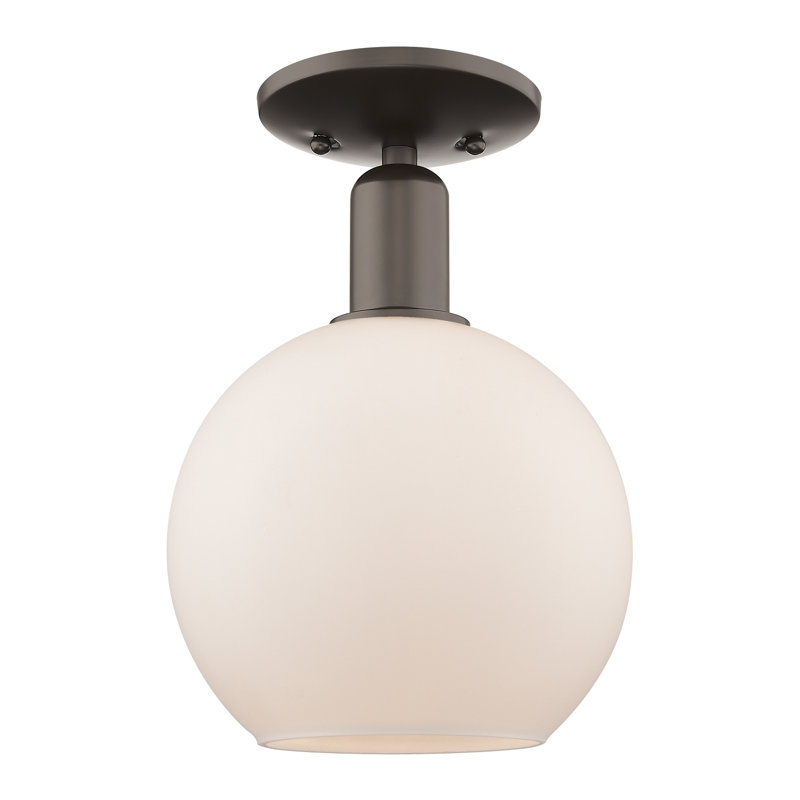 Plafonnier semi-encastré 1 lumière 14 po Arcadia - Chippenham - abat-jour blanc mat, Bronze frotté à l'huile, Blanc mat