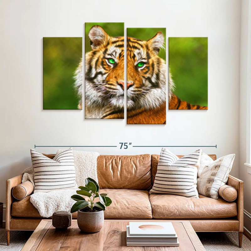 Tigre aux yeux verts Brampt, H 42 po x l 68 po