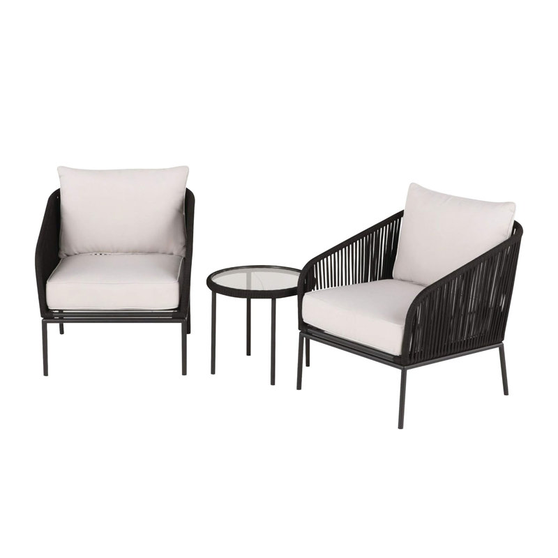 Artherine 2 - Person Patio Dining Set with Round Table , Cushions Included