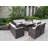 Wicker/Rattan 8 - Person Seating Group With Mixed Beige & Gray Cushions