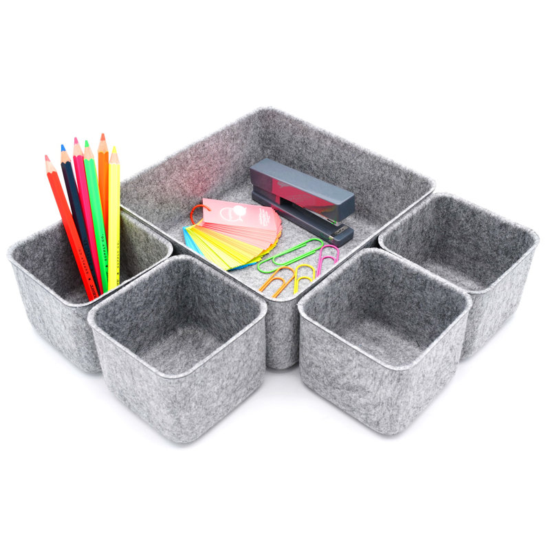Ensemble de rangement H 4,3 po x l 10,2 po x P 10,2 po Anadela, Gris