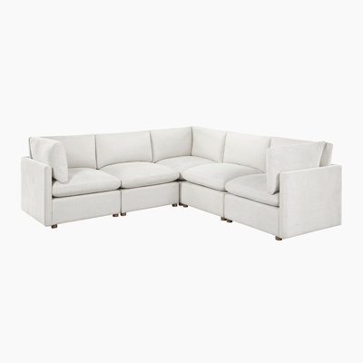 Seagraves 103.5" Modern & Contemporary Chenille 5-Piece Modular Sectional Sofa with Reversible Cushions and Solid Walnut Wood Feet