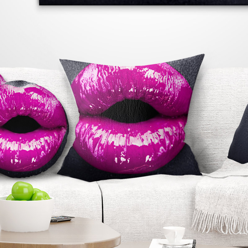 Maquillage pourpre mauve - coussin sensuel imprimé, 16 po x 1 po, Coussin décoratif