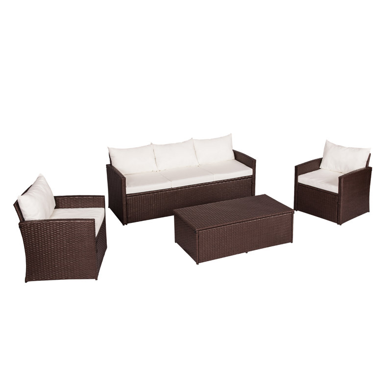 Chaise de patio avec coussins Avamonroe, Brun foncé