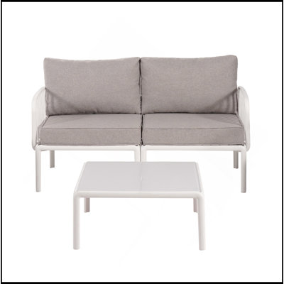 3 Piece Patio Conversation Sets, Modern Outdoor Patio Sectional Furniture Set With Square Coffee Table, Waterproof Thick Cushion Deep Seating For Porch, Balcony