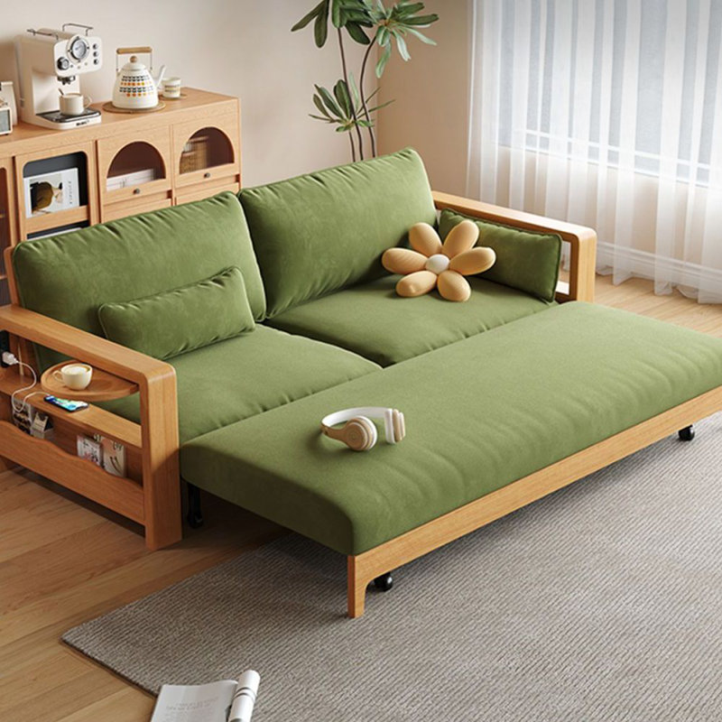 Canapé-lit modulaire en polyester vert avec rangement