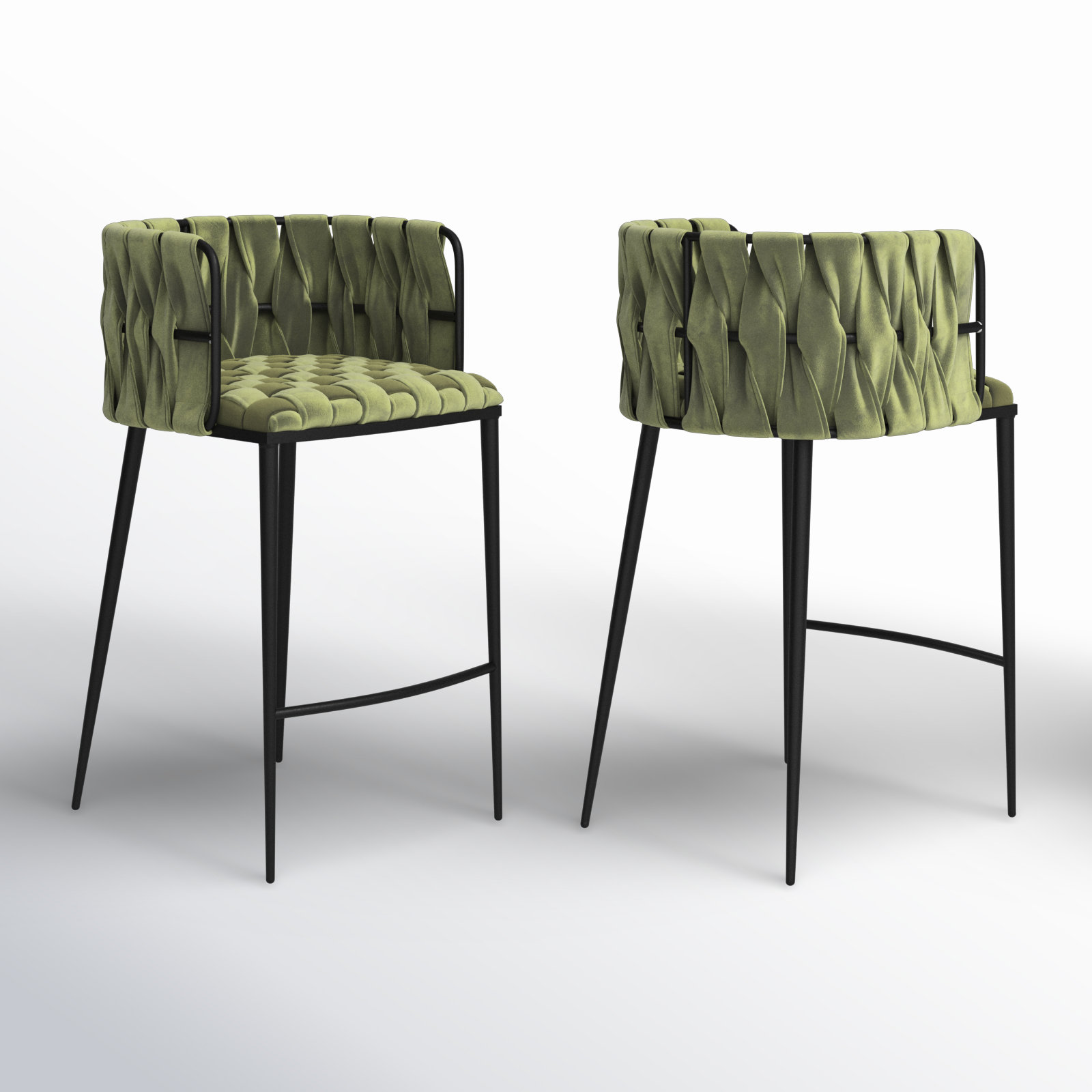 Tyrone 27" Bar Stool, Green, Black
