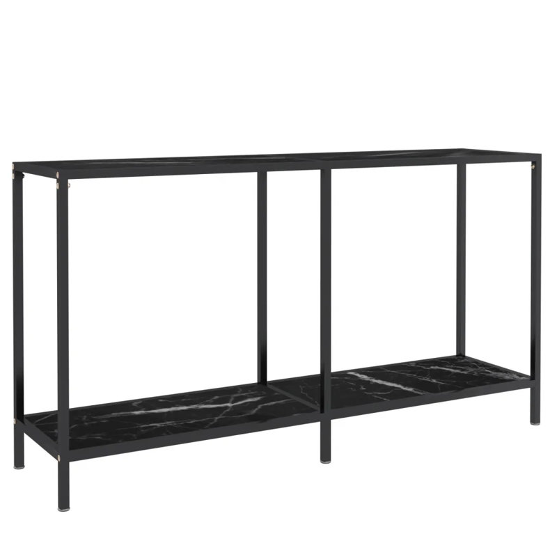 Hannmeike Glass Top Console Table, Black, 75.5 x 140 x 35 cm