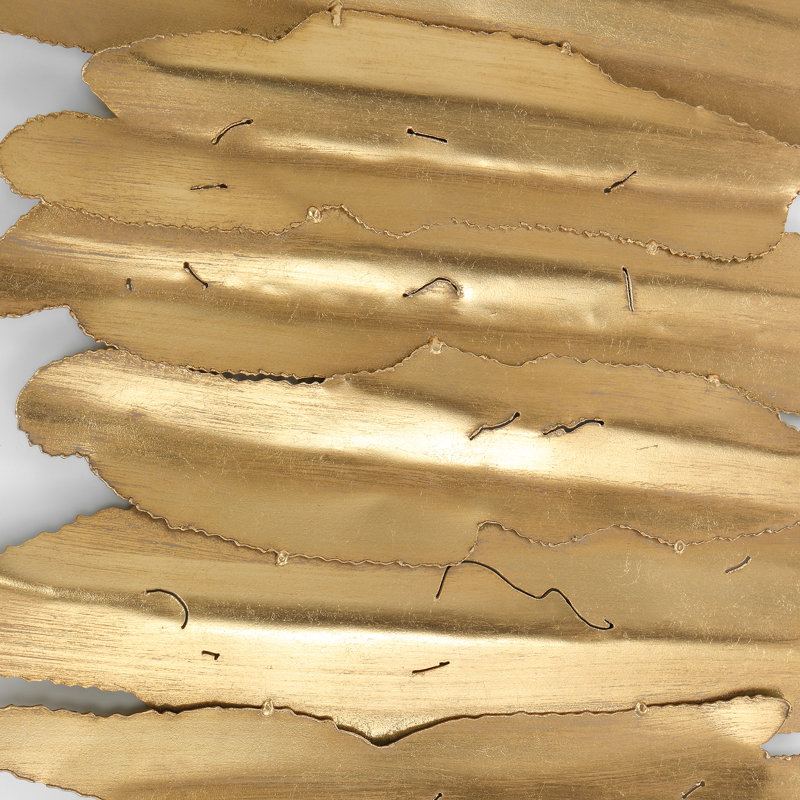 Gold Leaf Embellished Iron Rectangular Wall Sculpture