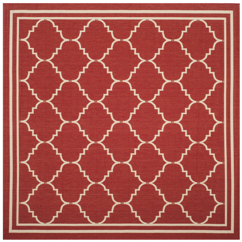 Tapis d'intérieur / extérieur à motif géométrique Herefordshire Performance, Carré 6 pi 7 po