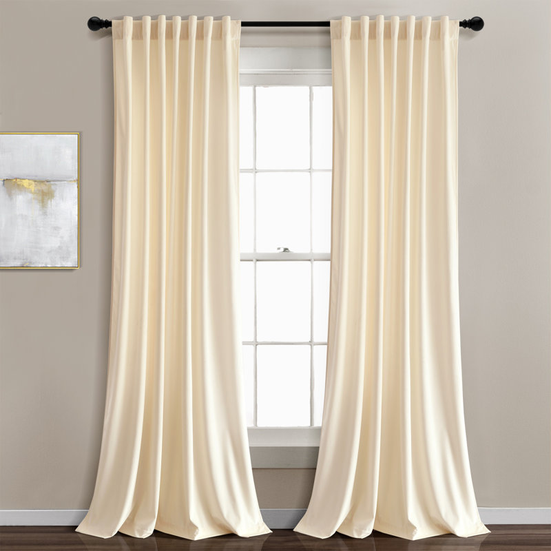 Prima Velvet Solid Velvet Room Darkening Curtain Pair, Ivory, 54"W x 84"L