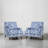 Upholstered Plants Navy Nailhead Trim Accent Chair with Throw Pillow and Solid Wood Legs (Set of 2)-656456466