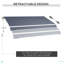 Auvent de patio rétractable avec abat-jour avec poignée à manivelle, tissu résistant à l'eau et aux rayons UV 280G / m² et cadre en aluminium pour terrasse, balcon, cour