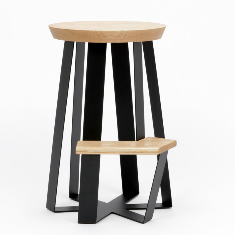 ARS Stool with Metal Frame, Oak