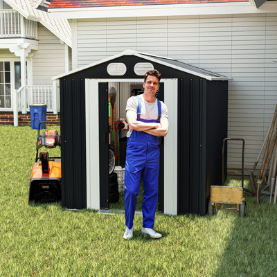 Secure Storage Sheds, 8x6 Ft Metal Steel Modern Backyard Patio Shed