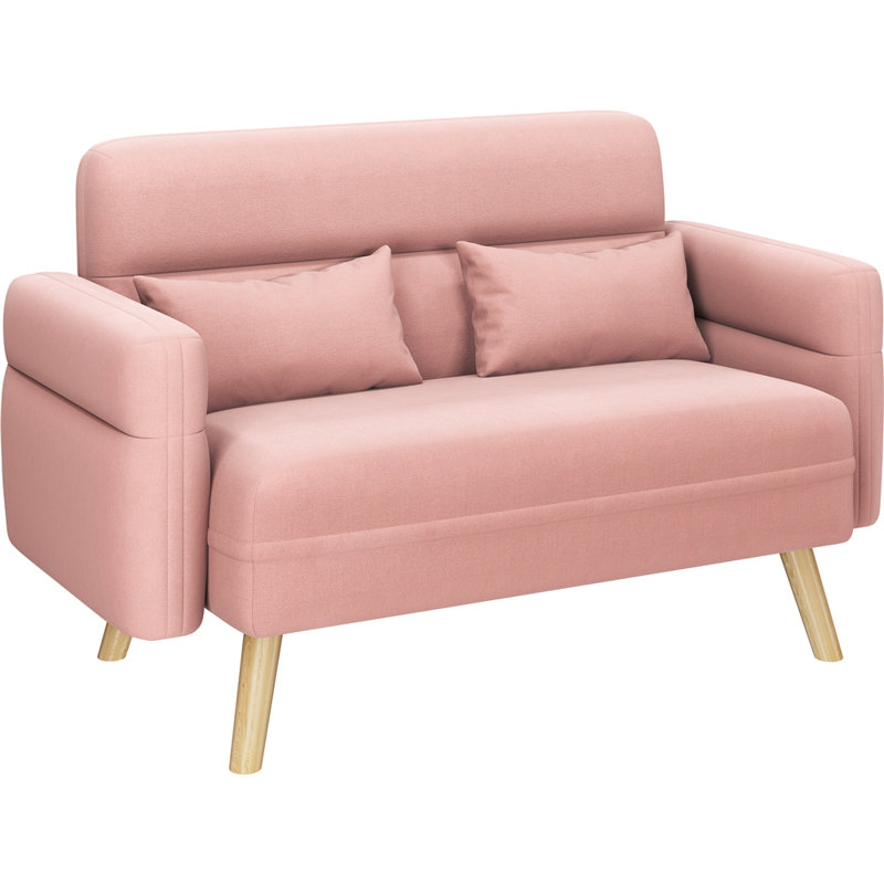  Modern Fabric Sofa Couch 2 Seater Sofa  Upholstered Loveseat, Pink