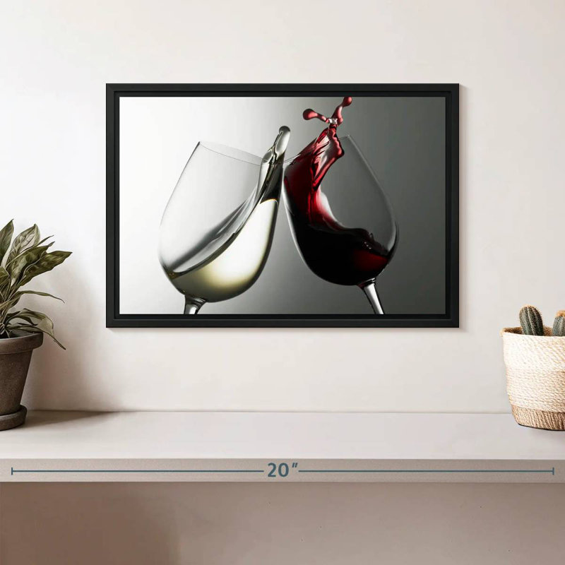 Blanc et vin rouge, Cadre flottant noir, 31 po x 21 po