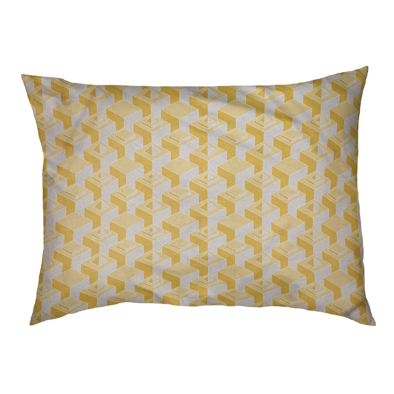 Coussin pour chien intérieur à motif skyscrapers Chen, Grand (l 50 po x P 7 po x H 40 po), Jaune / beige