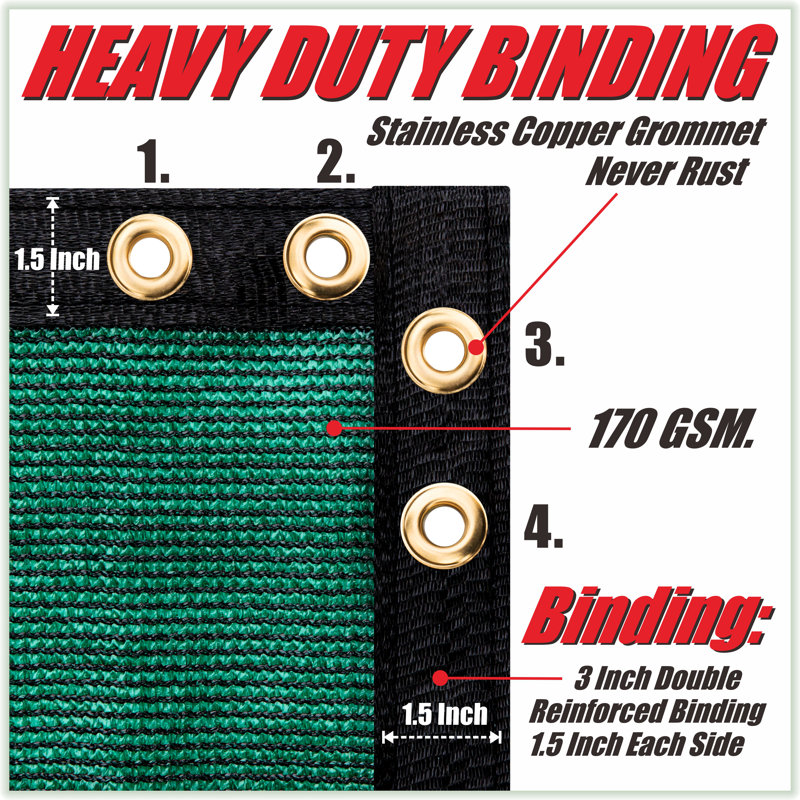 Green 8-ft x 10-ft HDPE Privacy Fence Screen with Brass Grommets