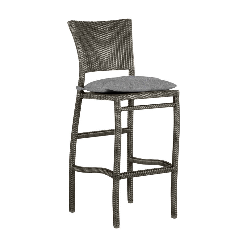 Tabouret de bar extérieur en résine tressée 30 po Skye, Pas de soudure, Gris ardoise, Verona brume