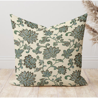Fir Green And Brown Floral Print Pillow Cover
