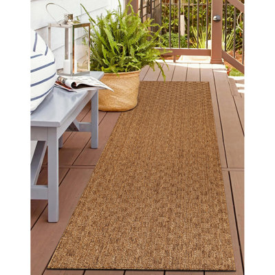 Tapis tissé plat intérieur / extérieur à carreaux naturel / jute facile d'entretien