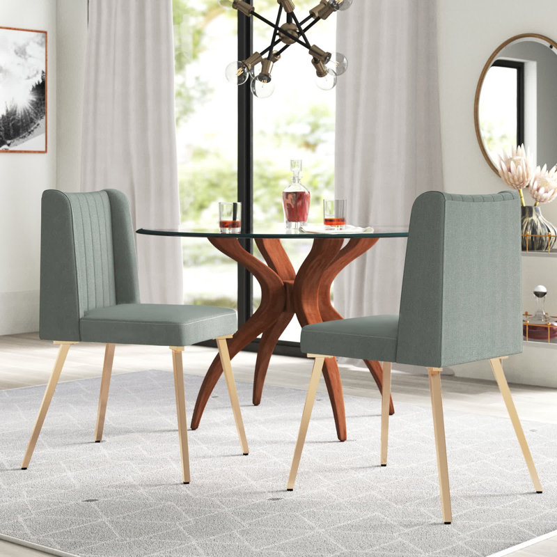 Simmerman 19.55'' H Upholstered Side Chair, Aqua Green