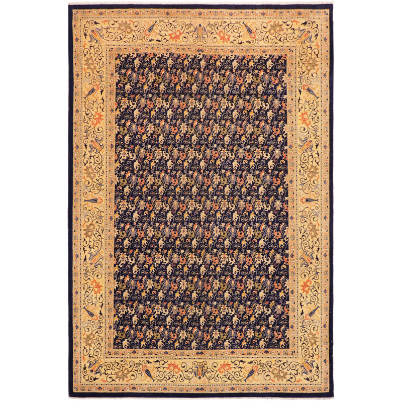 Tapis oriental jaune / violet / brun en laine noué à la main 9 pi 10 po x 13 pi 6 po Oriental