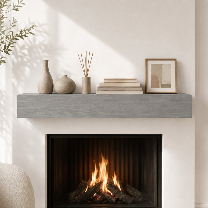 Cheminée de 72,05 pouces de style rustique en bois pour manteau de cheminée / tablette murale flottante, pouvant servir de rebord pour la décoration intérieure.