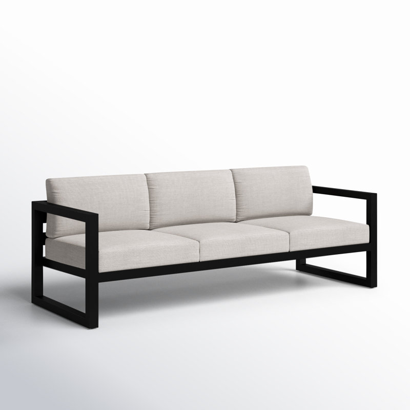 Smith 84.25'' Wide Rectangle Powder Coated Aluminum Patio Sofa with Sunbrella® Cushions, Black