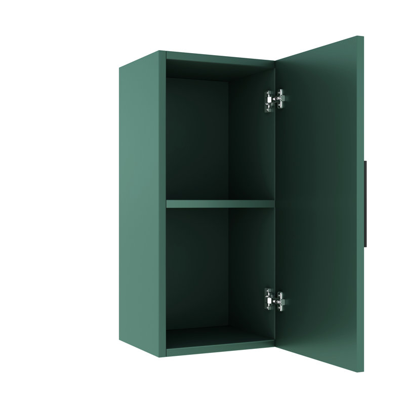 Meuble de salle de bain mural - Style scandinave moderne avec tablette et porte, profondeur 35,8 cm