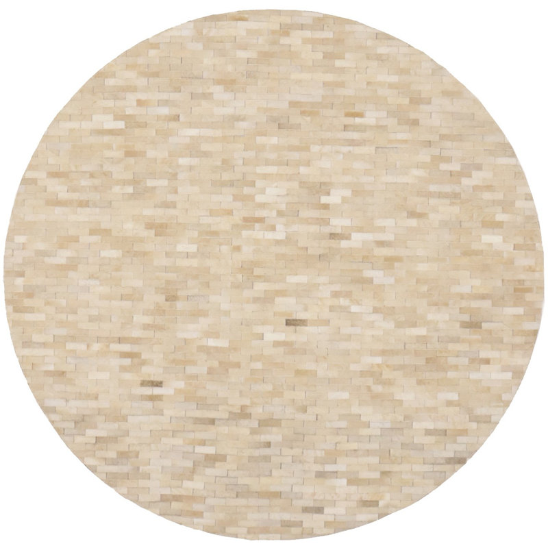 Tapis beige moderne en similicuir 6X6, Rond 6 pi