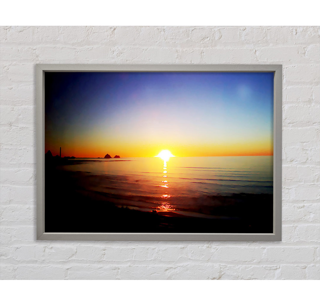 Sun Blaze Around The Ocean - Single Picture Frame Kunstdrucke auf Leinwand