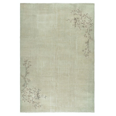 One of a kind Vintage Sun Faded Area Rug Art Deco Handmade Carpet