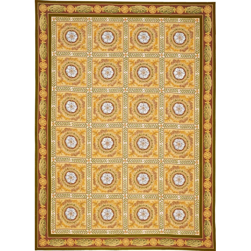 Needlepoint Azm Wool Geometric Area Rug, Rectangle 11' x 16'1"