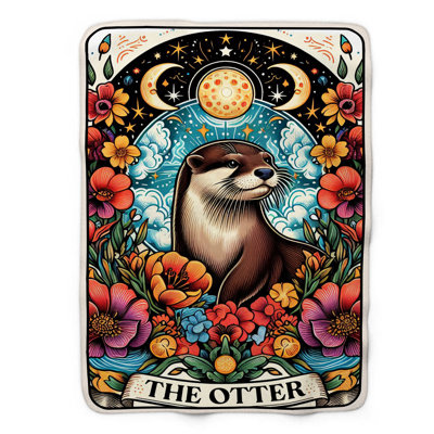 The Otter Tarot Card - 1 Piece Premium Sherpa Blan Throw Blanket