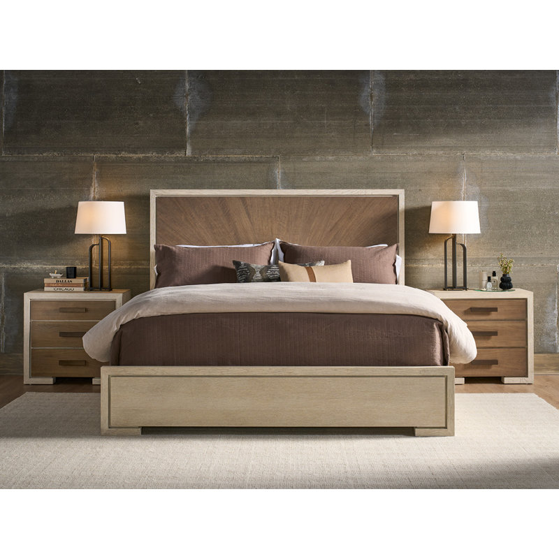 Modern Bed, Queen, Brown/White