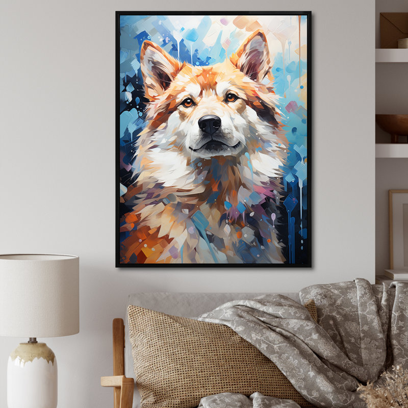«Dog Akita Affection I» sur toile, Cadre flottant noir, H 40 po x l 30 po x P 1,5 po