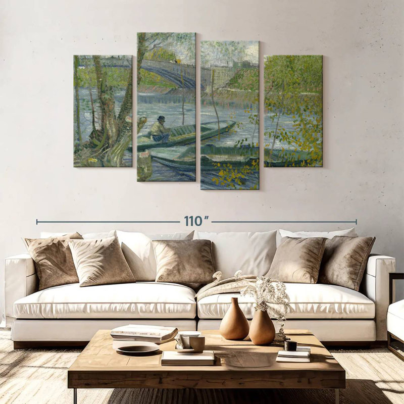 Mehar pêche au printemps, H 54 po x l 84 po