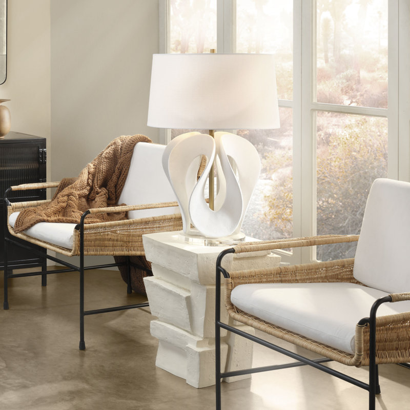 Swan Resin Table Lamp with Linen Shade