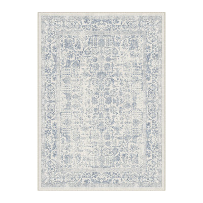 Kitty Machine Washable Vintage Area Rug With Non-Slip Backing