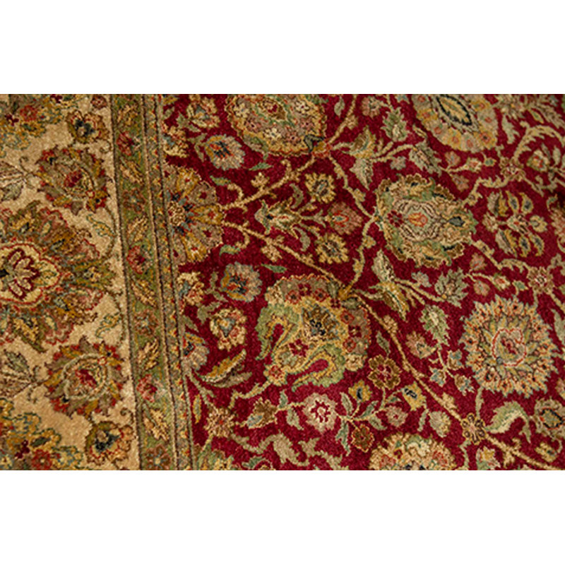 Tapis rouge et ivoire noué à la main de haute qualité