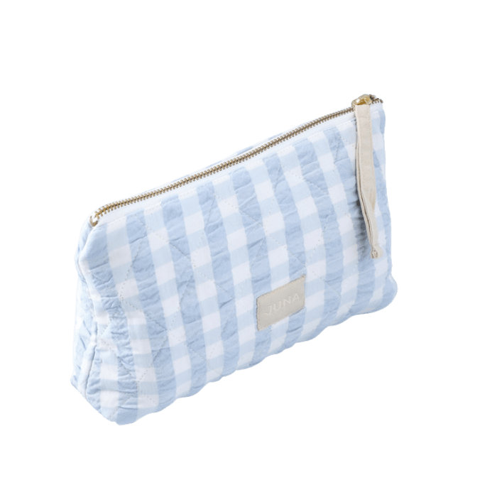 Trousse à maquillage bleu clair 9X2X6, Bleu clair / blanc